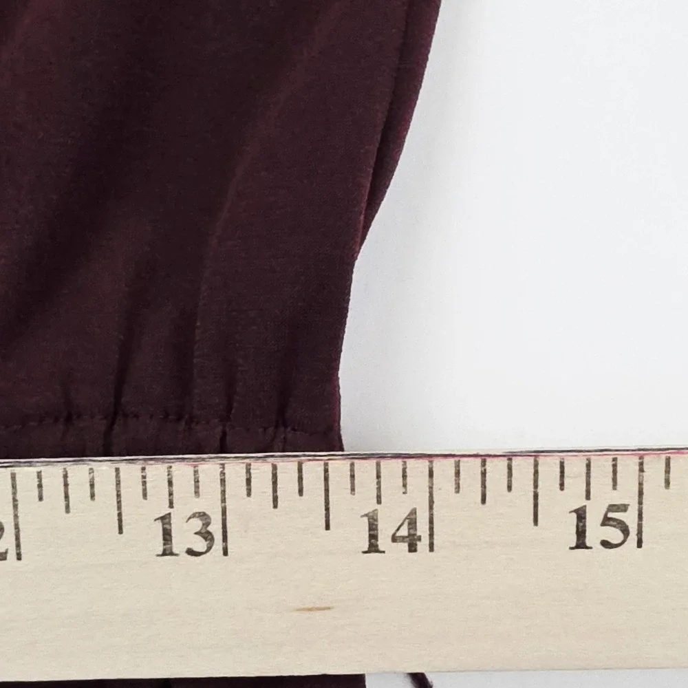 Michael Michael Kors Dress Womens S Burgundy Ruffle Belted Long‎ Sleeve Casual